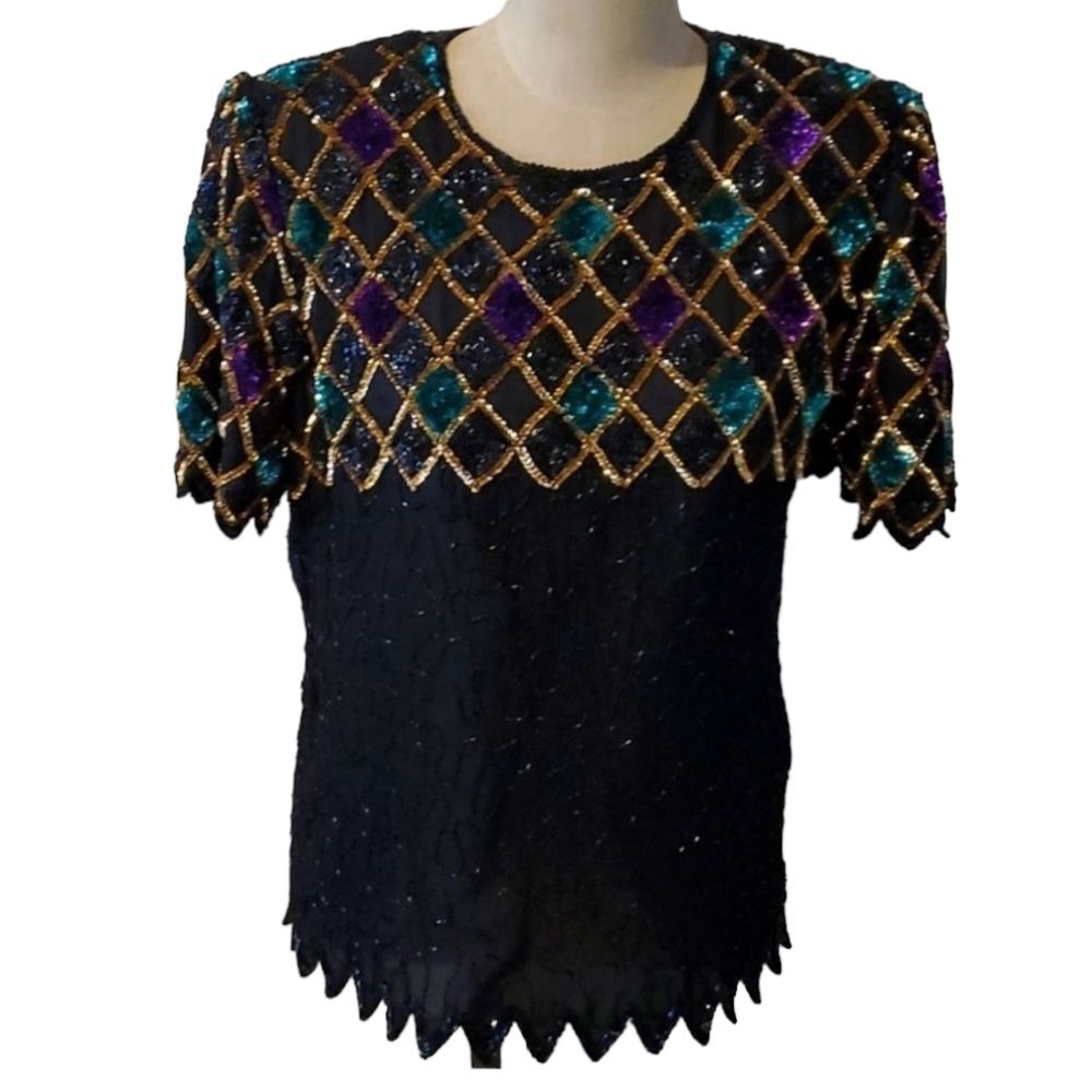 Beautiful vintage beaded sequin top by Gopal size medium